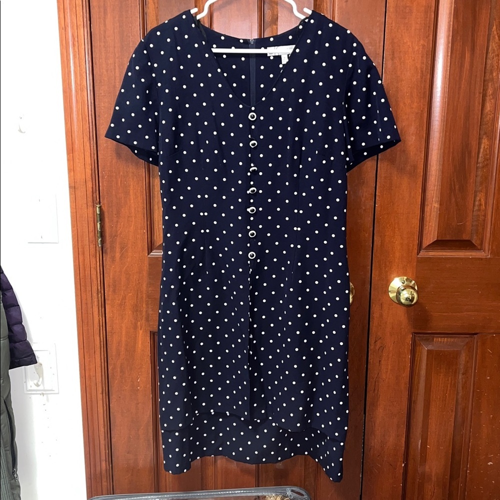 Dress Barn Navy Polka Dot Dress
